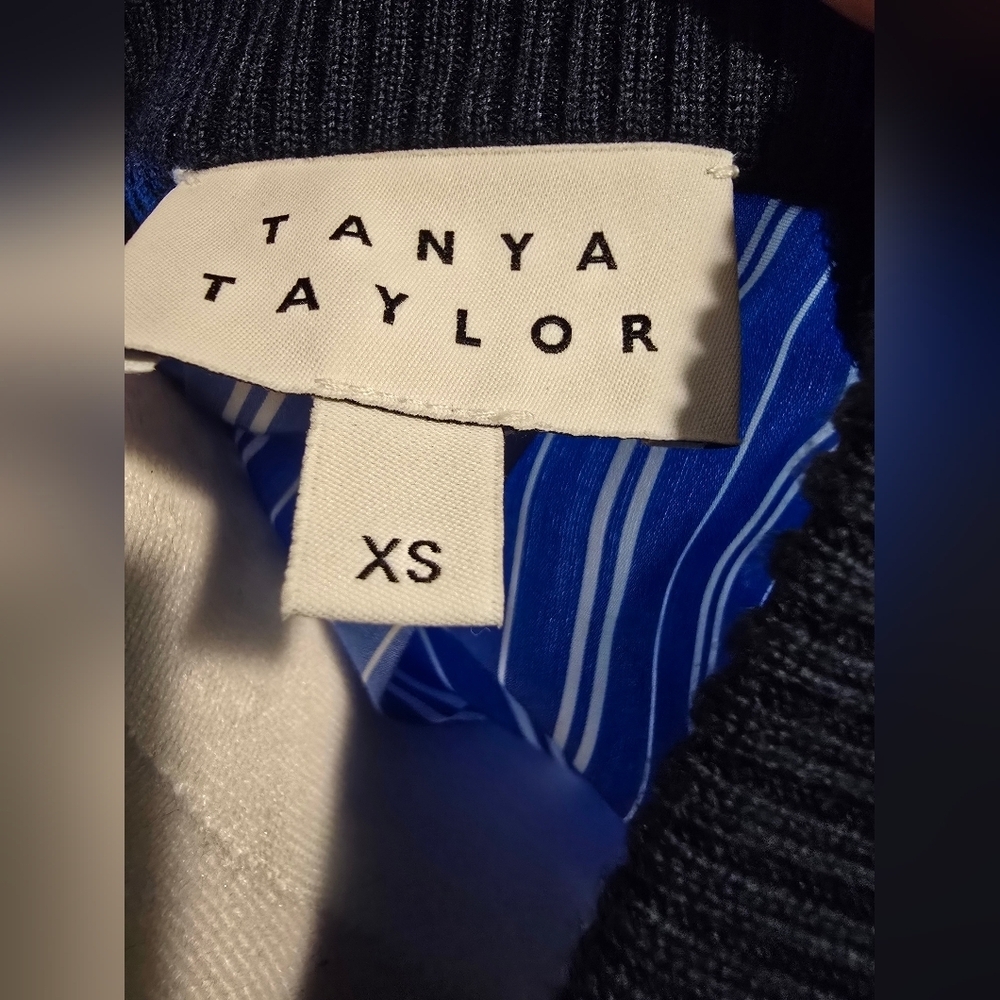 Tanya Taylor Navy Sweater with Blue Striped Detail - Picture 4 of 6